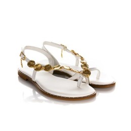 white women's leather sandals