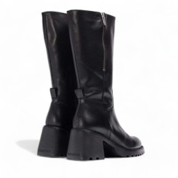 g6703 - bota de cuero negro de tacón alto