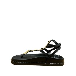 black leather sandal for women