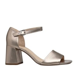 sandal gold bronze square heel