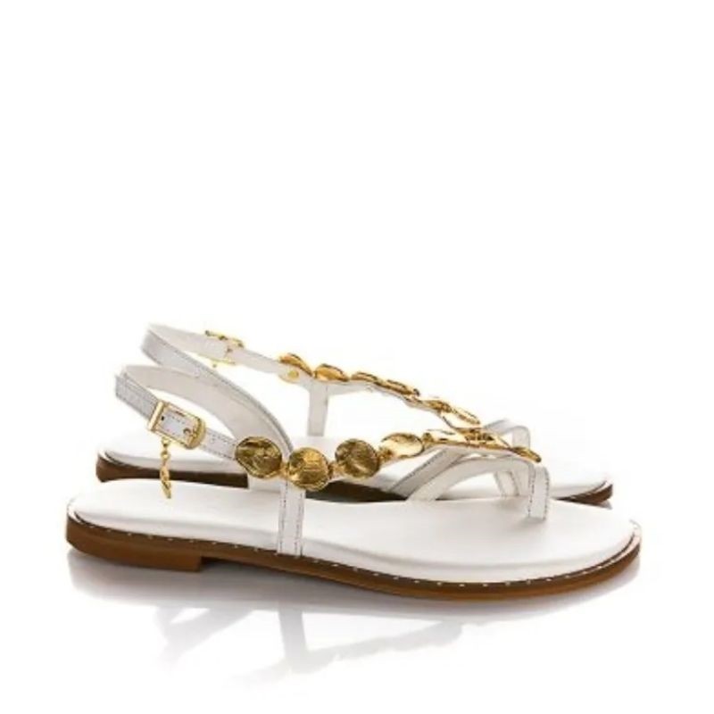 sandale en cuir pour femme blanc