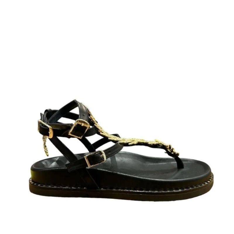 681009 - black leather sandal for women