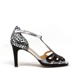 gold haluna - black-silver heel sandal