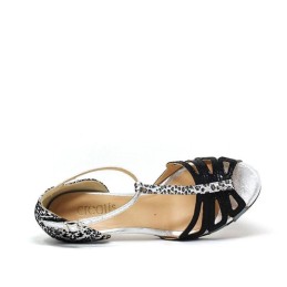 black heel sandal - silver