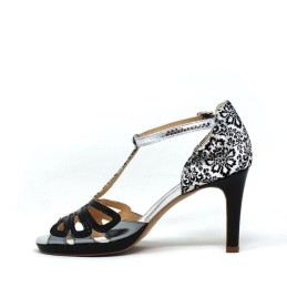 black heel sandal - silver