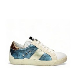 blue metal leather sneaker