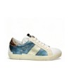 blue metal leather sneaker