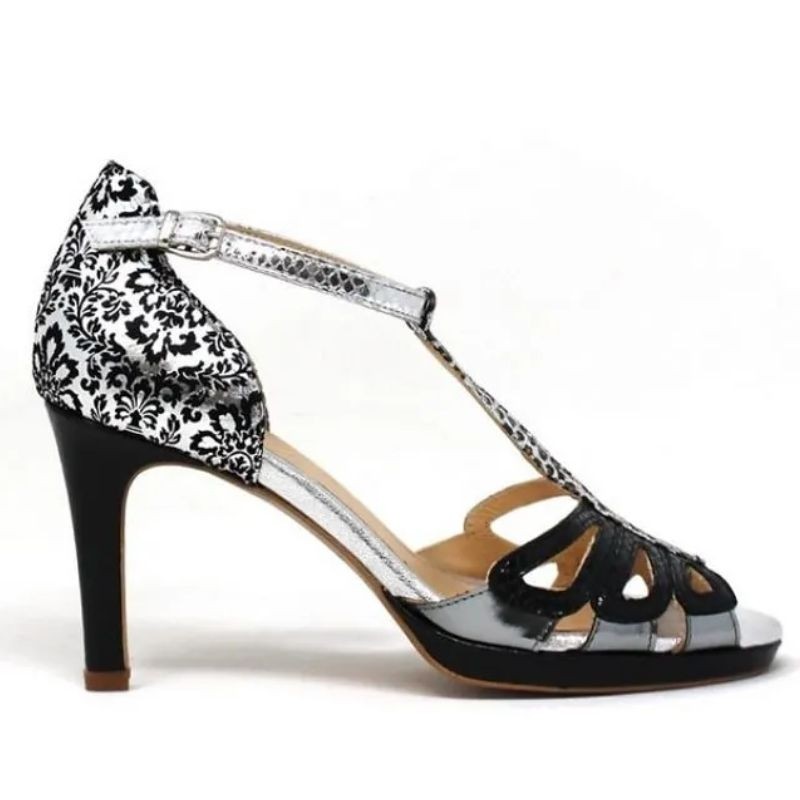 gold haluna - black-silver heel sandal