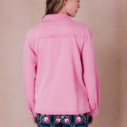 67cb2ve113 - veste en jeans rose 100% coton